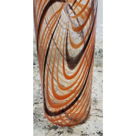 Peter Houk MIT Glass Lab Red & Black Swirl Design Vase 8" 2002 - Picture 12 of 16